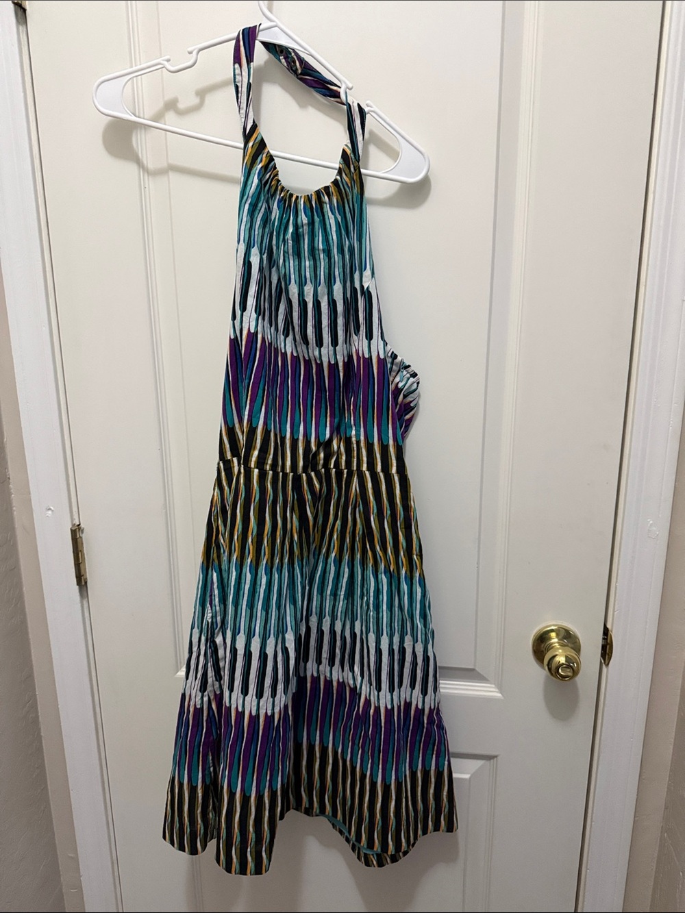 Women’s 14 Eliza J Striped Multi Color Halter Sundress Boho Chic Summer